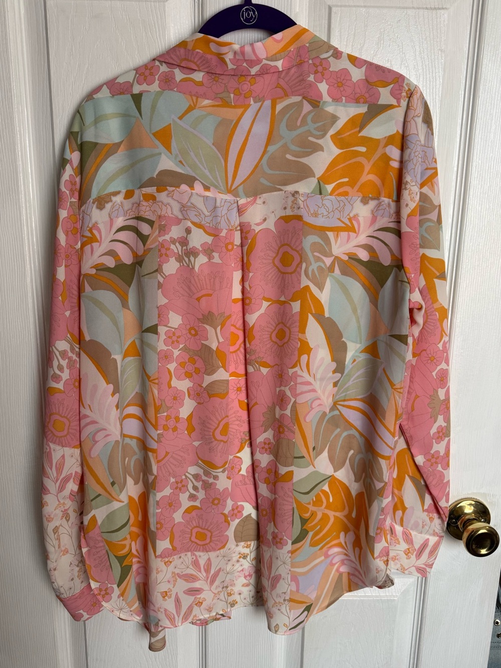 Rose + Olive Peach, Pink and Sage Floral Blouse - Picture 4 of 5